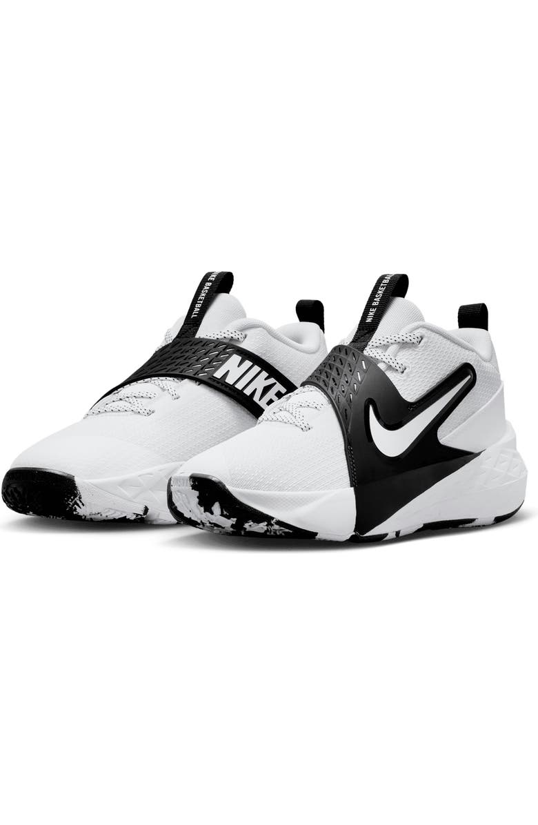 Nike Kids' Team Hustle D 12 Basketball Shoe, Main, color, White/ Black/ White