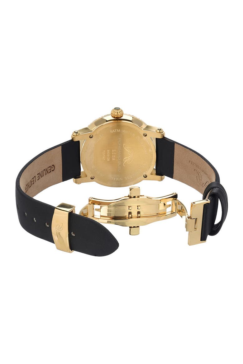 Women's Liza Topaz Stone Automatic Watch, 38mm x 44mm, Alternate, color, GOLD TONE BLACK
