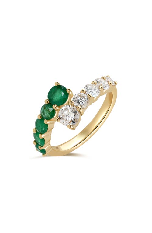 Valani Atelier Diamond & Emerald Bypass Band Ring In 14k Yellow Gold