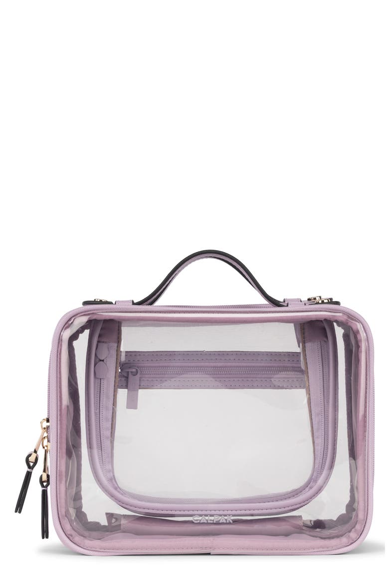 Medium Clear Cosmetics Case, Main, color, LAVENDER