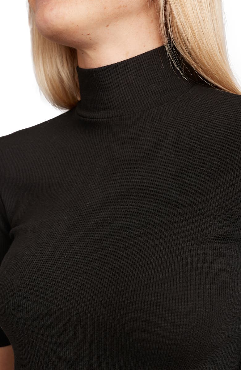 Marine Layer Lexi Rib Mock Neck Top, Alternate, color, Black