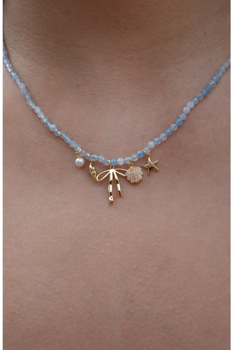 Sea Life Charm Beaded Necklace, Alternate, color, GOLD