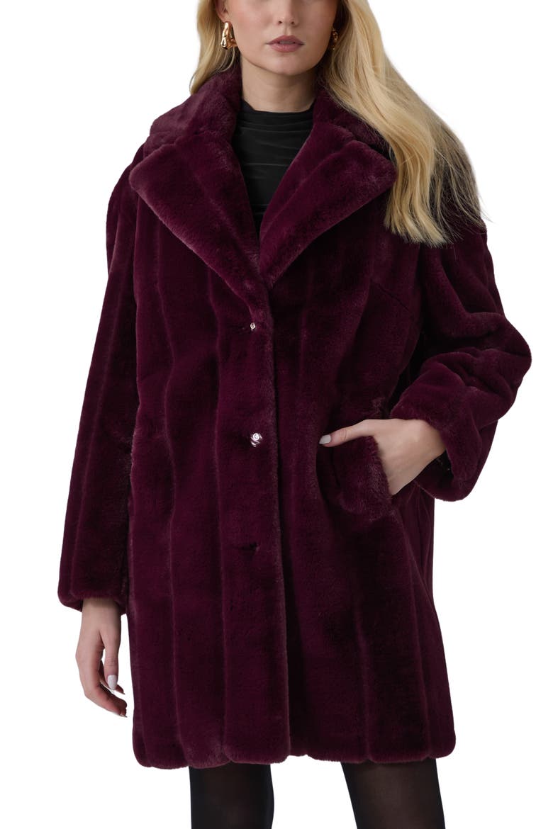 Sophy Faux Fur Coat, Main, color, DARK PINK