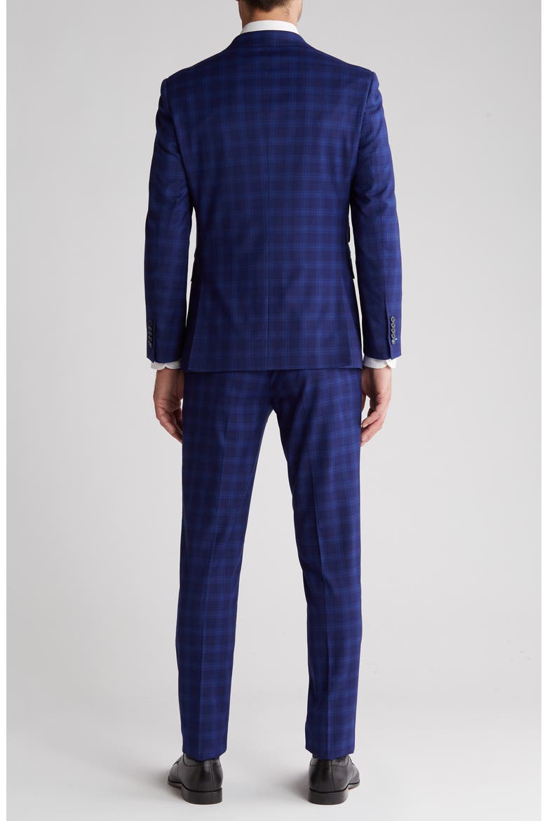 Trim Fit Plaid Suit, Alternate, color, BLUE