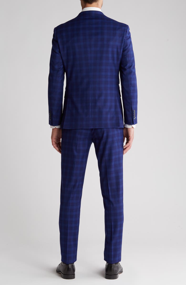 English Laundry Trim Fit Plaid Suit, Alternate, color, Blue