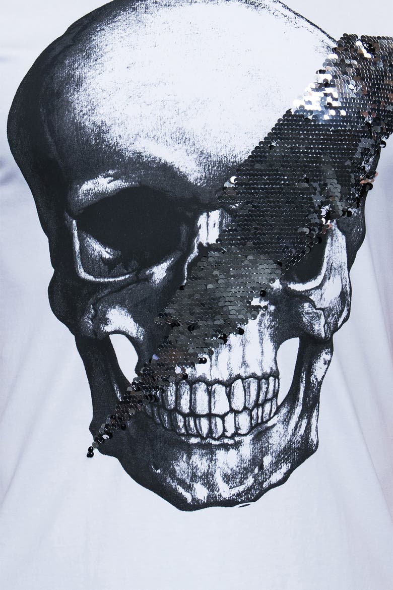 Skull Disco Graphic Crew T-Shirt, Alternate, color, WHITE