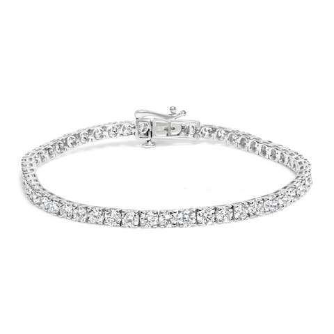 14K White Gold 7.0 cttw 4-Prong Set Lab Grown Diamond 7" Tennis Bracelet