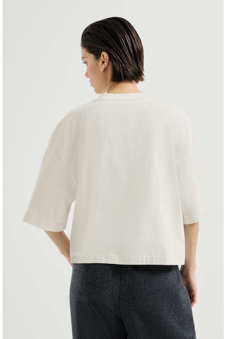 Cotton jersey t-shirt with embroidery, Alternate, color, Butter