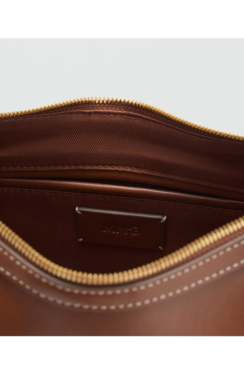 MANGO Studded Faux Leather Shoulder Bag, Alternate, color, Leather