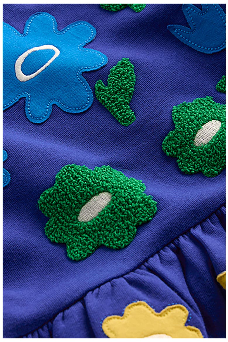 Kids' Floral Appliqué Long Sleeve Cotton Sweatshirt Dress, Alternate, color, SAPPHIRE BLUE FLOWER