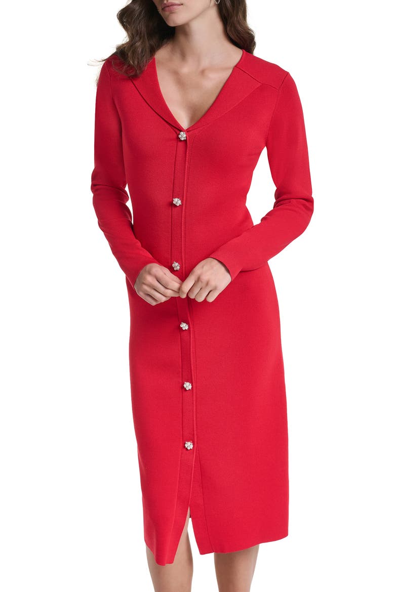 Jewel Long Sleeve Midi Sweater Dress, Alternate, color, ADMIRAL RED