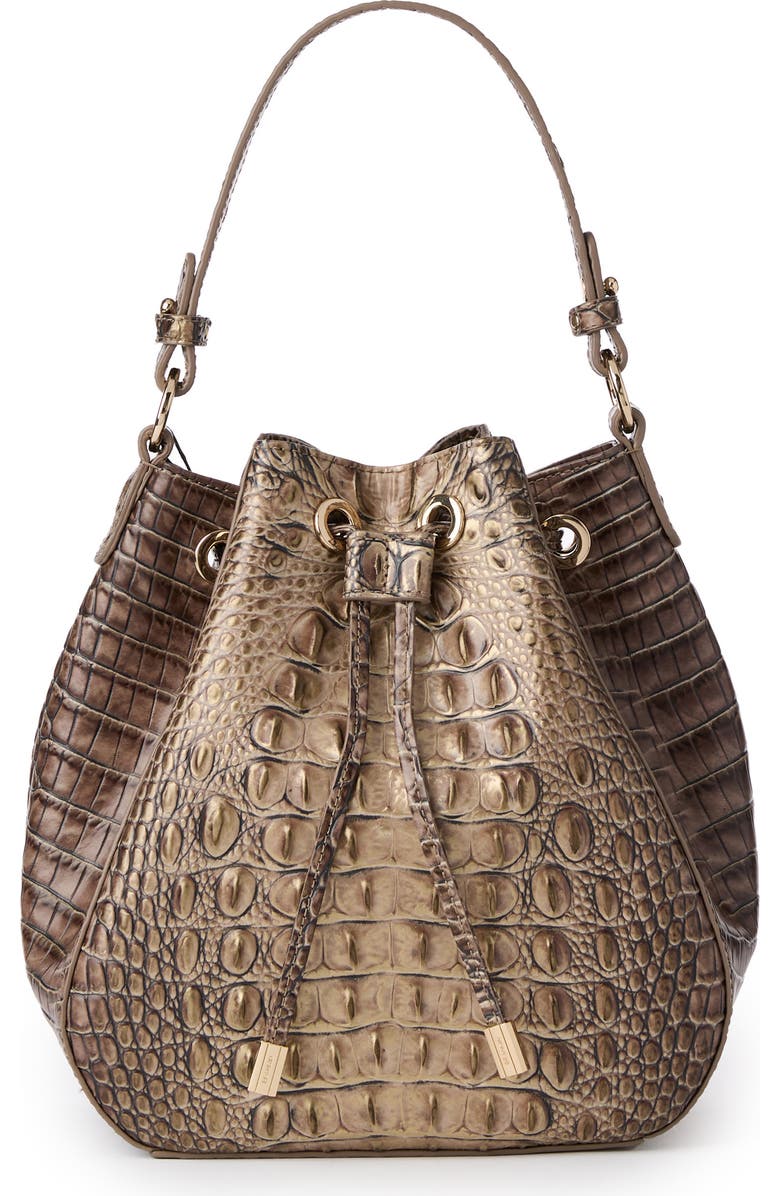 Brahmin Melinda Croc Embossed Leather Bucket Bag, Alternate, color,