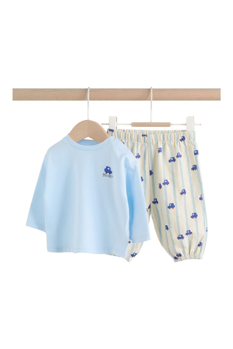 Car Long Sleeve T-Shirt & Pants Set, Main, color, BLUE