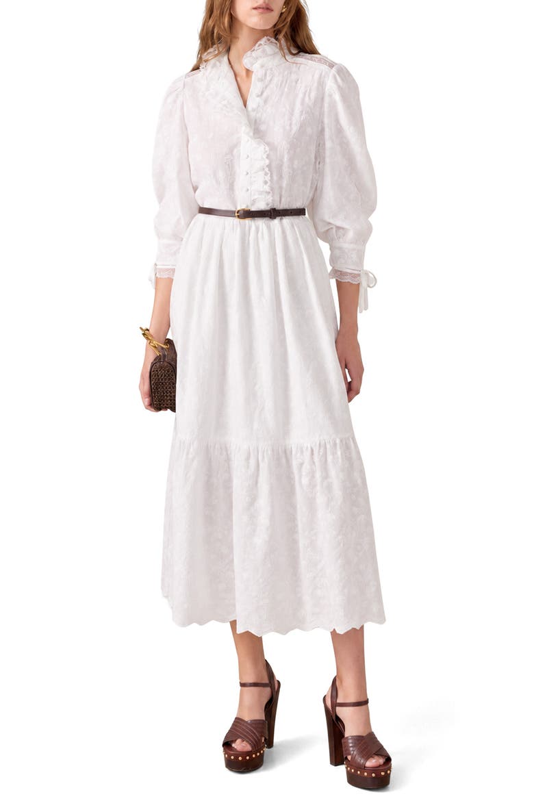 Ruffle Collar Puff Sleeve Maxi Dress, Main, color, WHITE