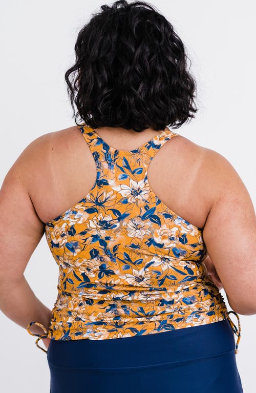 Calypsa Plus Size Maya Tankini Swim Top With Built-in Bra In Yellow