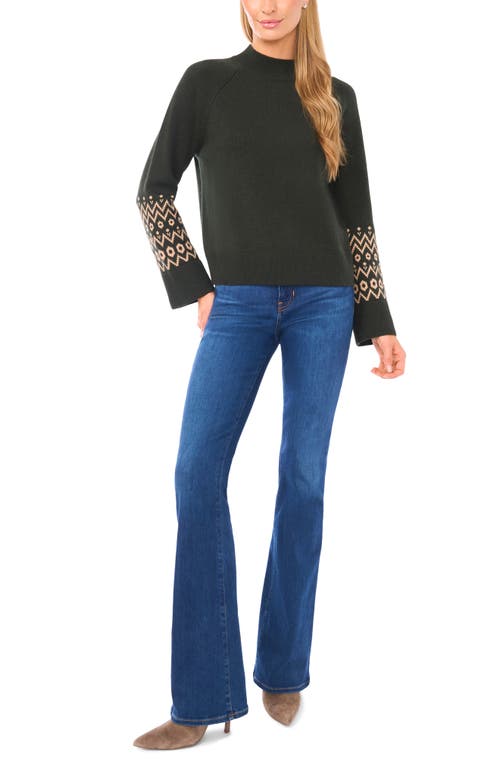 Halogenr Halogen(r) Fair Isle Accent Mock Neck Sweater In Black