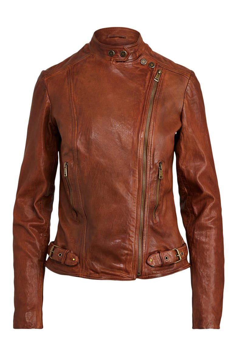 Tumbled Leather Jacket, Alternate, color, DARK WALNUT