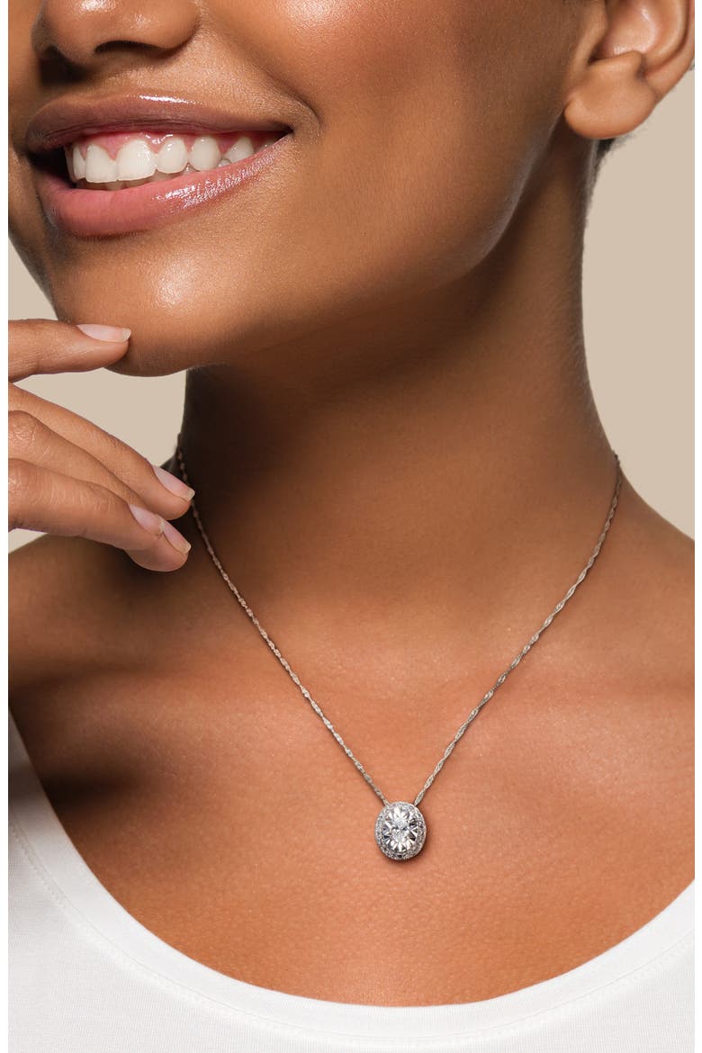 Oval & Round Diamond Pendant Necklace - 0.25ct., Alternate, color, SILVER