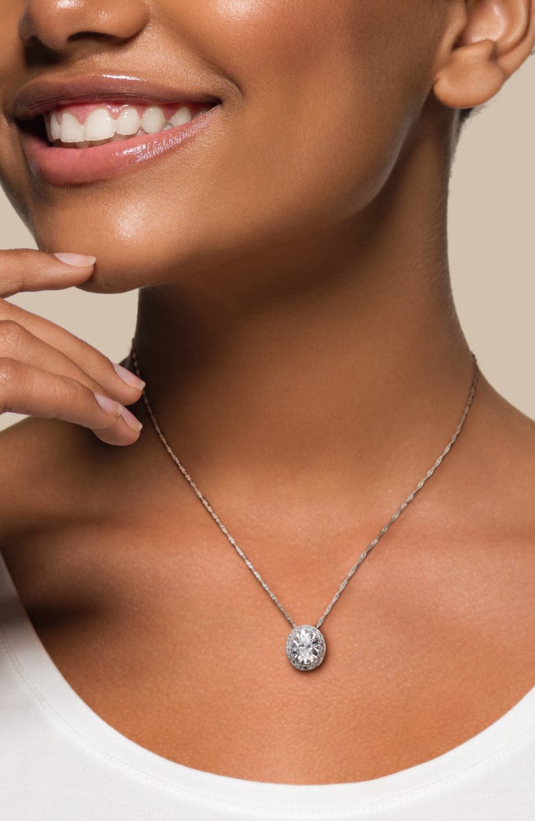 DELMAR Oval & Round Diamond Pendant Necklace - 0.25ct., Alternate, color, Silver
