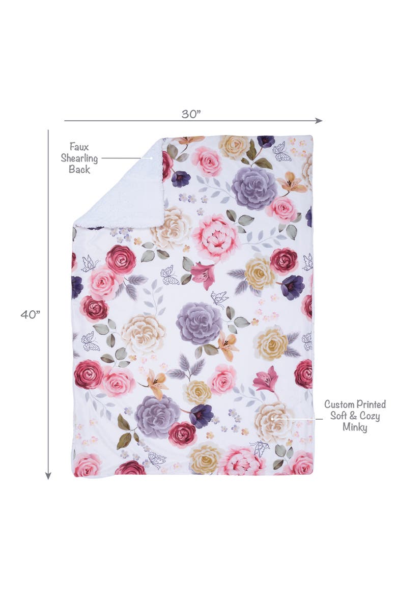 Secret Garden Ultra-Soft Fleece/Minky Floral Baby Blanket, Alternate, color, White