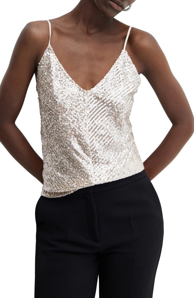 MANGO Sequin Tank Top, Main, color,