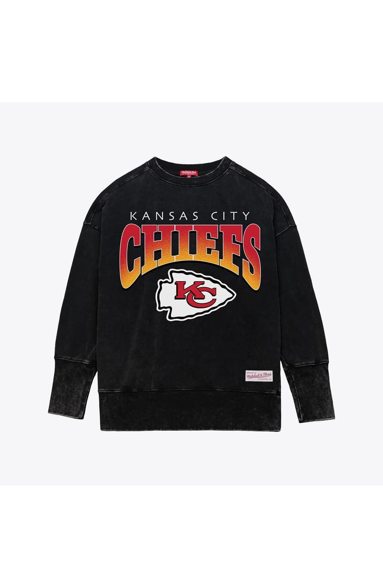 Mitchell & Ness Women's Mitchell & Ness  Black Kansas City Chiefs Delineate Mineral Wash Crewneck Sweatshirt, Main, color, Black