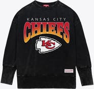 Mitchell & Ness Women's Mitchell & Ness Black Kansas City Chiefs Delineate Mineral Wash Crewneck Sweatshirt