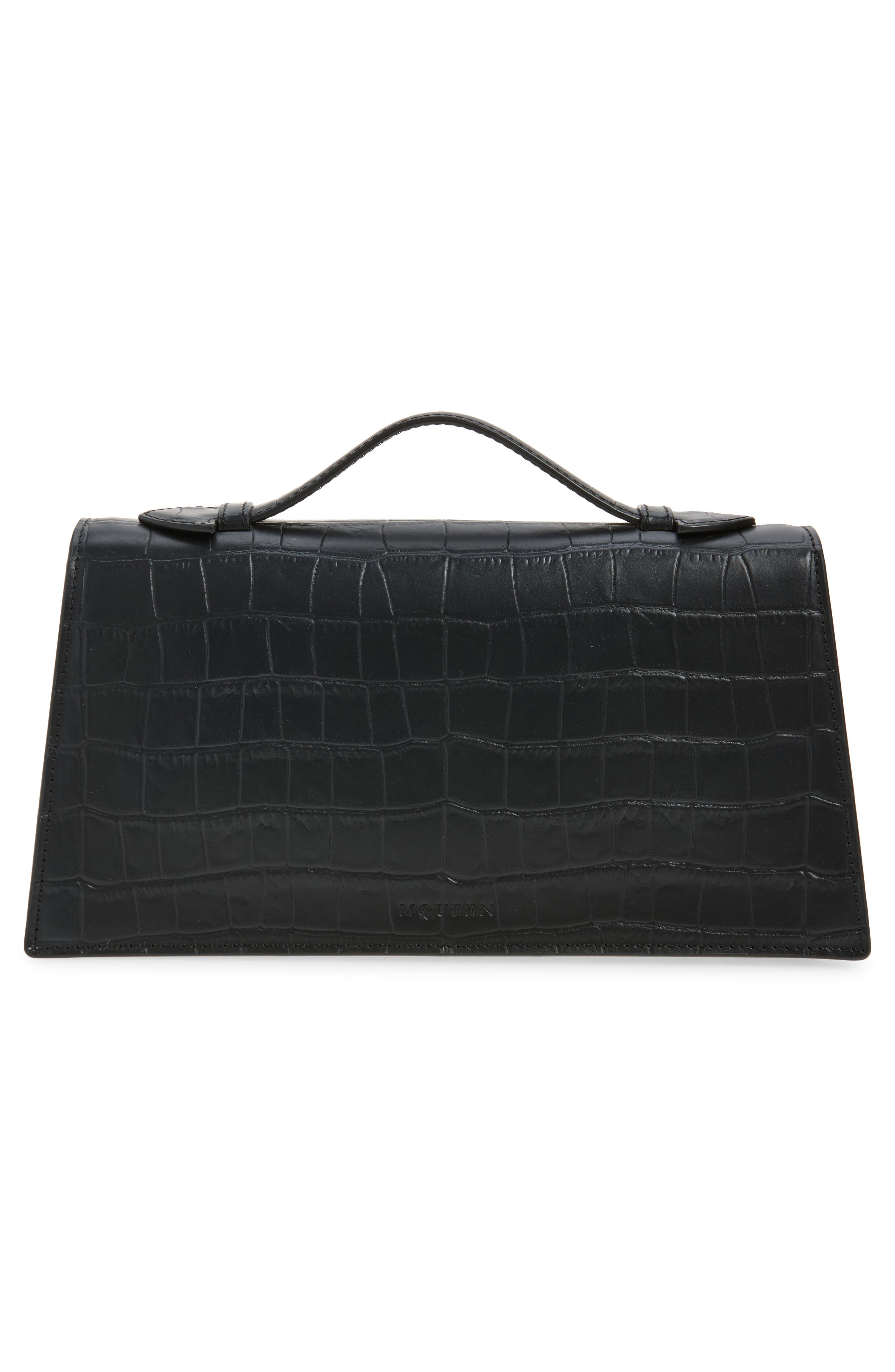 McQueen Skull Top Handle Bag, Alternate, color, Black