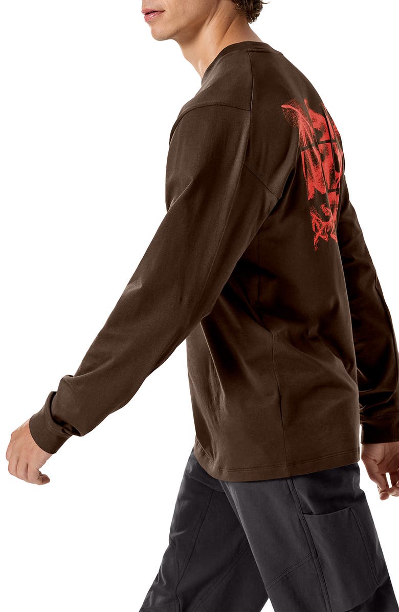 Arc'teryx Kragg Long Sleeve Cotton Graphic T-Shirt, Alternate, color, Carob / Dynasty