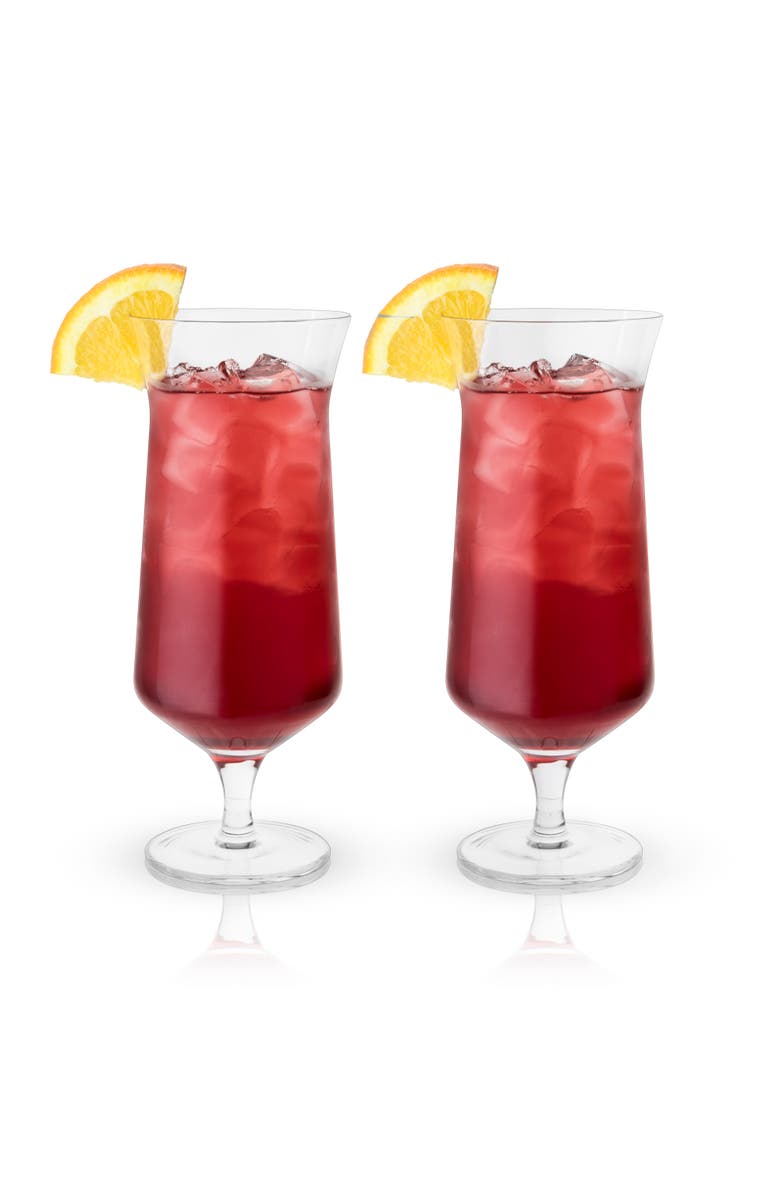 Viski Raye Crystal Angled Hurricane Glasses Set of 2, Main, color, Clear