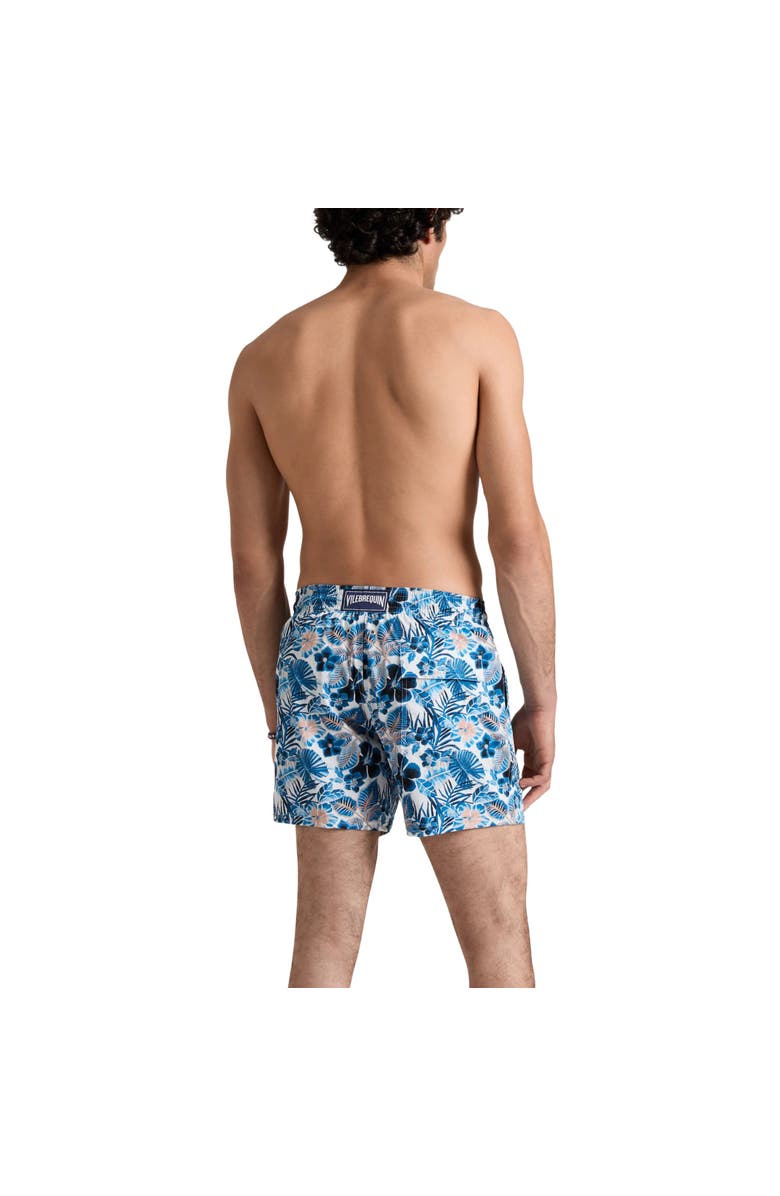 Vilebrequin Men Stretch Short Swim Shorts Island Flowers, Alternate, color, White