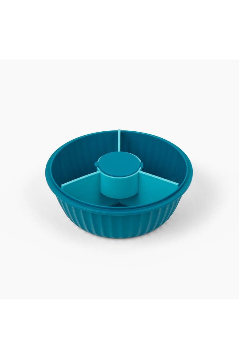 Bento-Style Salad Bowl with 3-Part Divider and Dip Cup, Alternate, color, Lagoon Blue