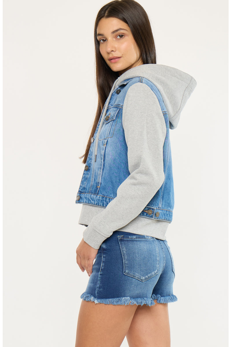 Kenzie Denim Hoodie Jacket, Alternate, color, Medium Wash