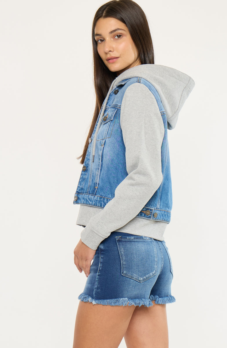 KanCan Kenzie Denim Hoodie Jacket, Alternate, color, Medium Wash
