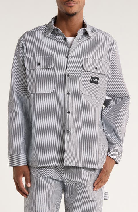Utility Stripe Oversize Button-Up Shirt