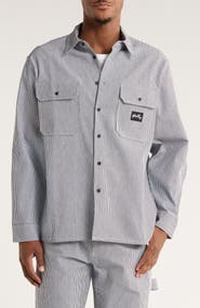 STAN RAY Utility Stripe Oversize Button-Up Shirt