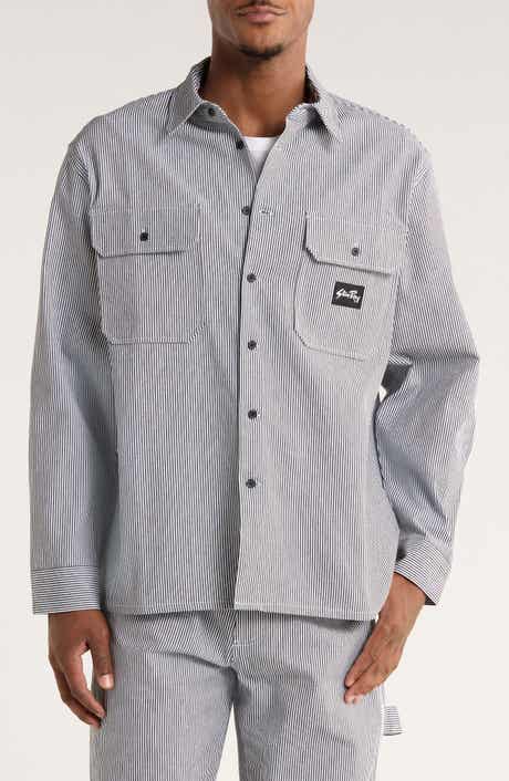 Utility Stripe Oversize Button-Up Shirt