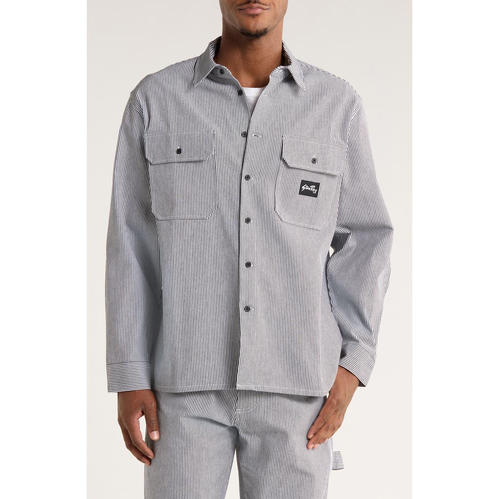STAN RAY Utility Stripe Oversize Button-Up Shirt in Hickory  product