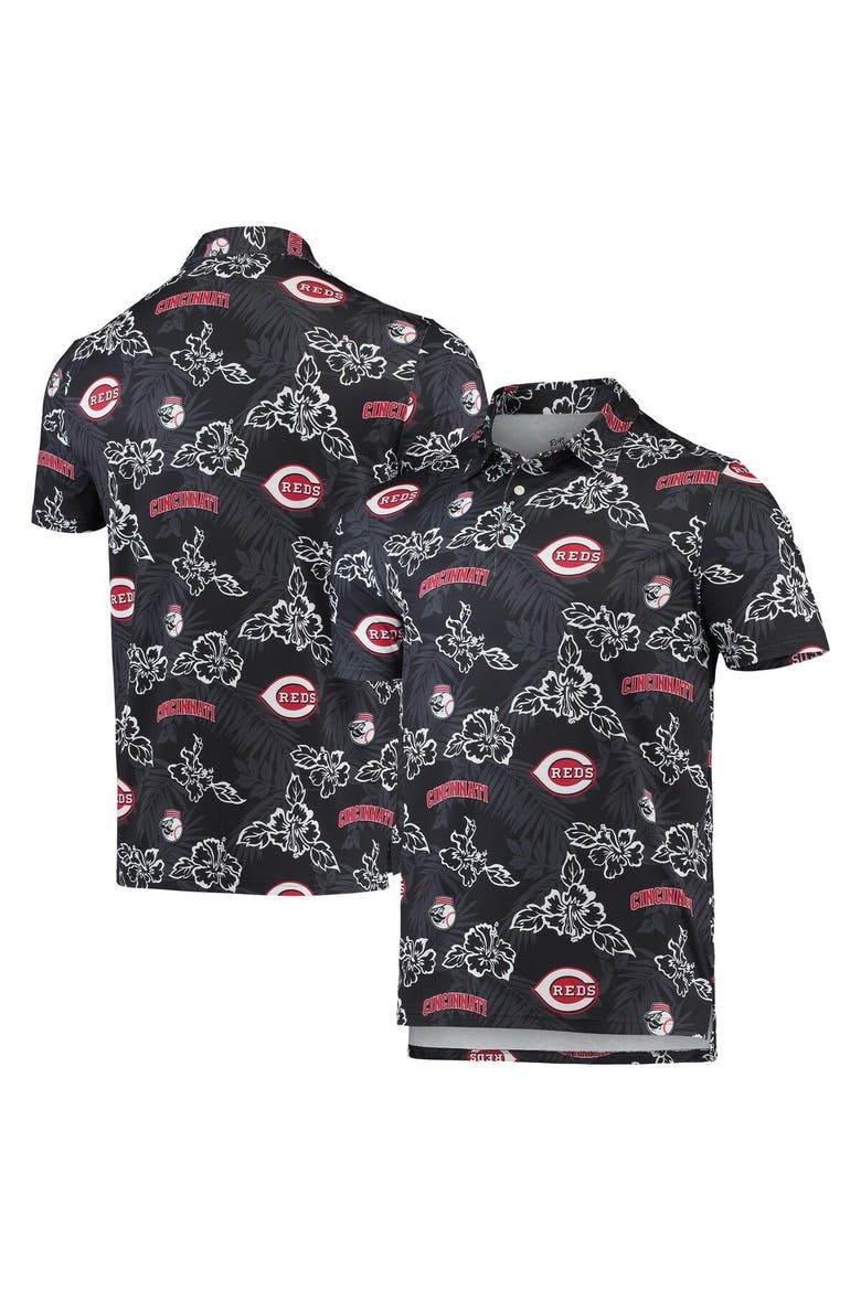 Men's Reyn Spooner Black Cincinnati Reds Performance Polo, Alternate, color, Black