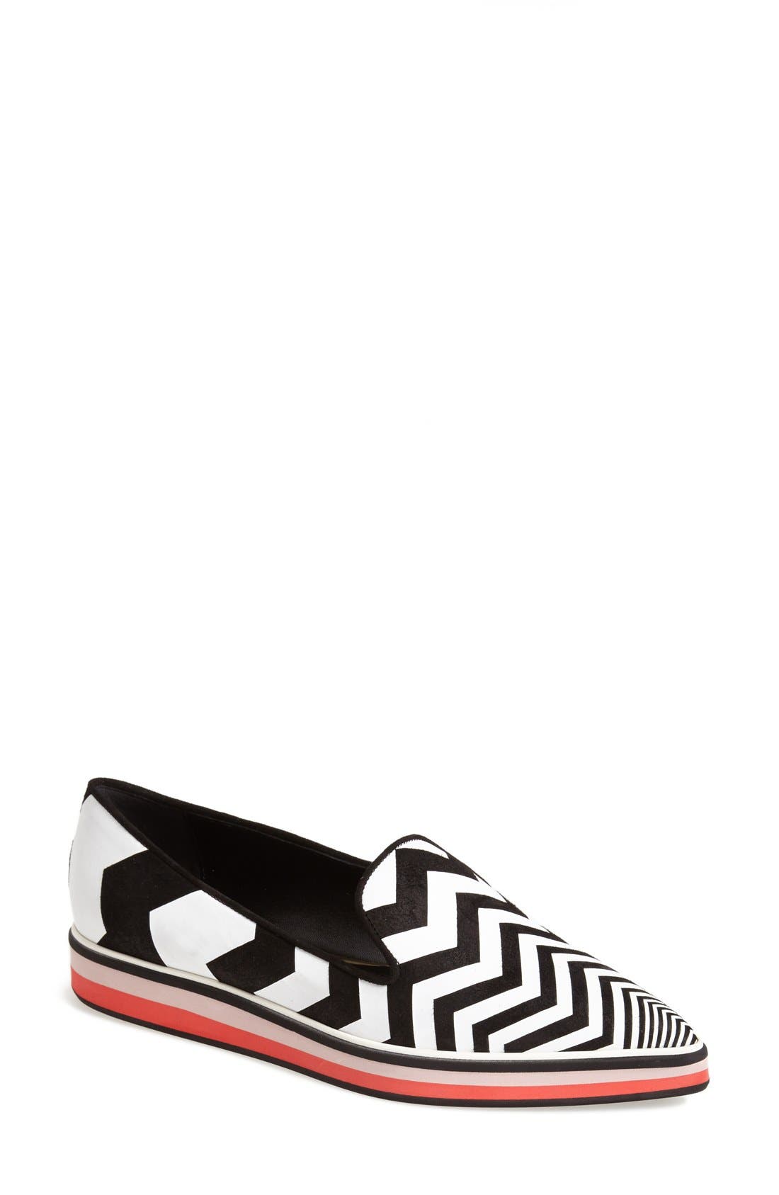 Chevron Loafer, Alternate, color, BLACK/ WHITE