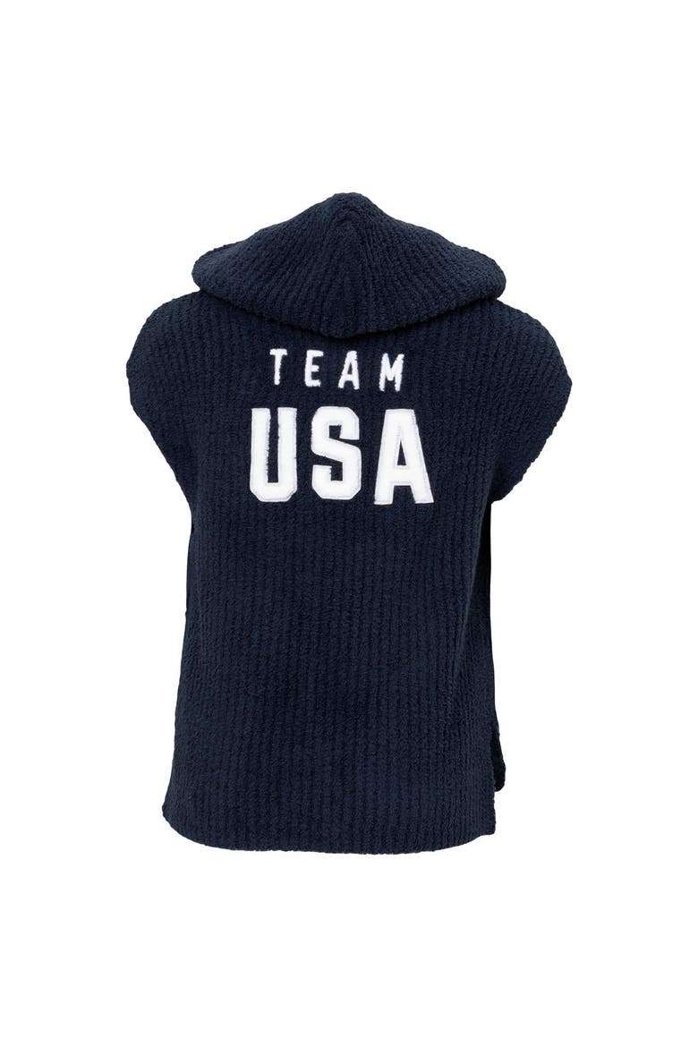 Toddler ALPHA Navy Team USA Barefoot Dreams CozyChic Hooded Rib Cozy, Alternate, color, Navy