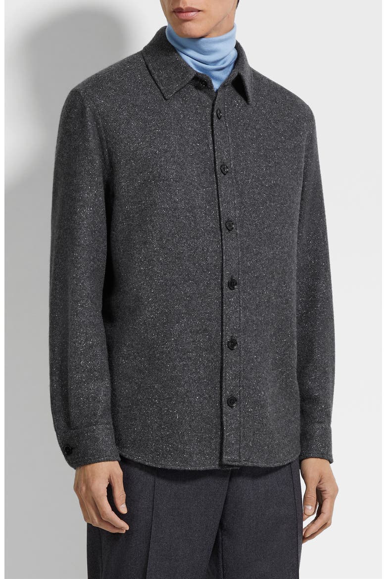 Cashmere & Silk Overshirt, Main, color, DARK GREY