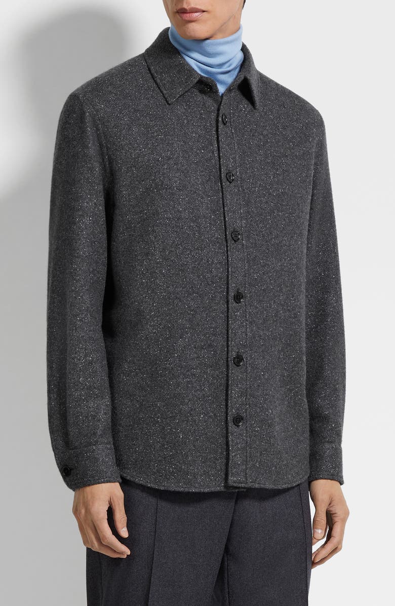 ZEGNA Cashmere & Silk Overshirt, Main, color, Dark Grey
