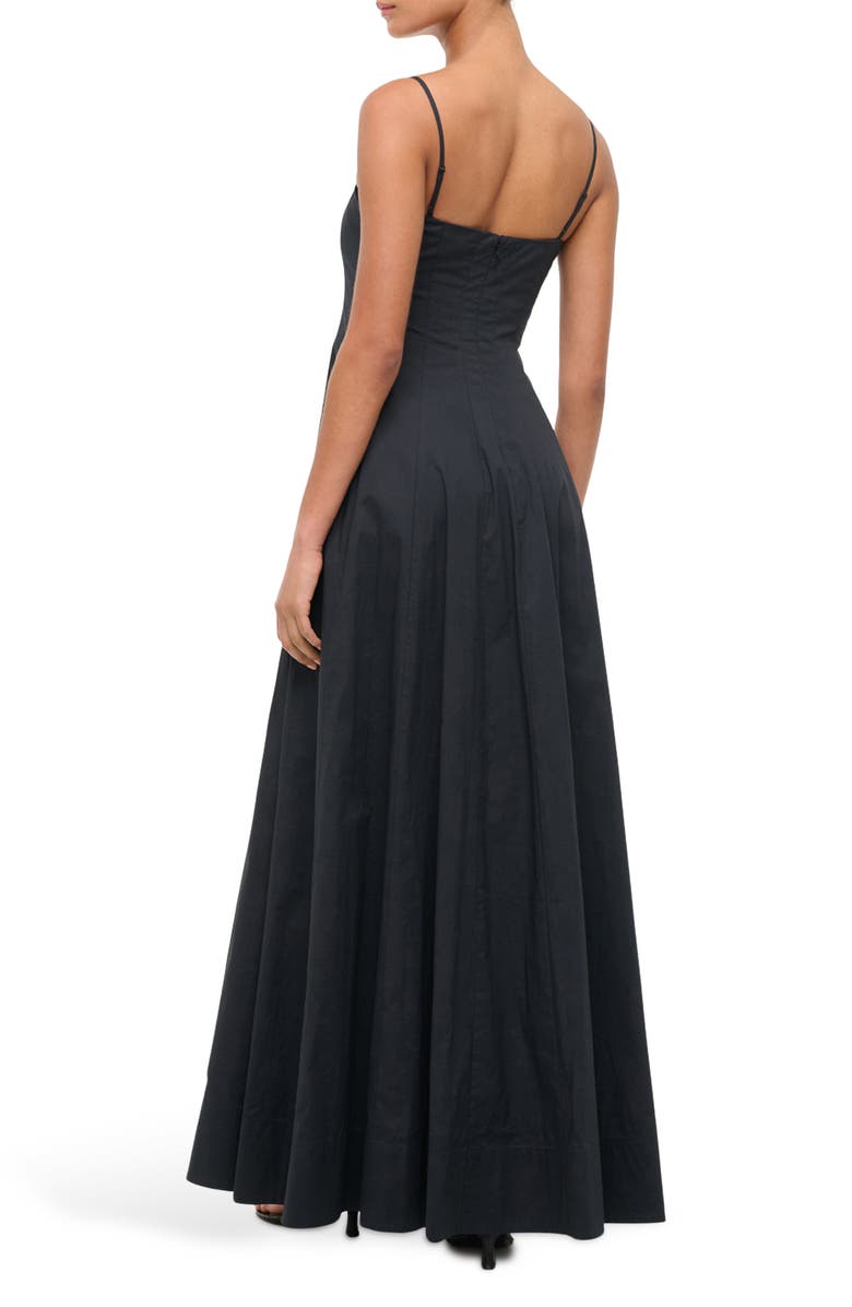 STAUD Wylie Pleated Fit & Flare Maxi Sundress, Alternate, color, Black