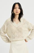 Brunello Cucinelli Dazzling abstract leaf sweater in mohair and wool