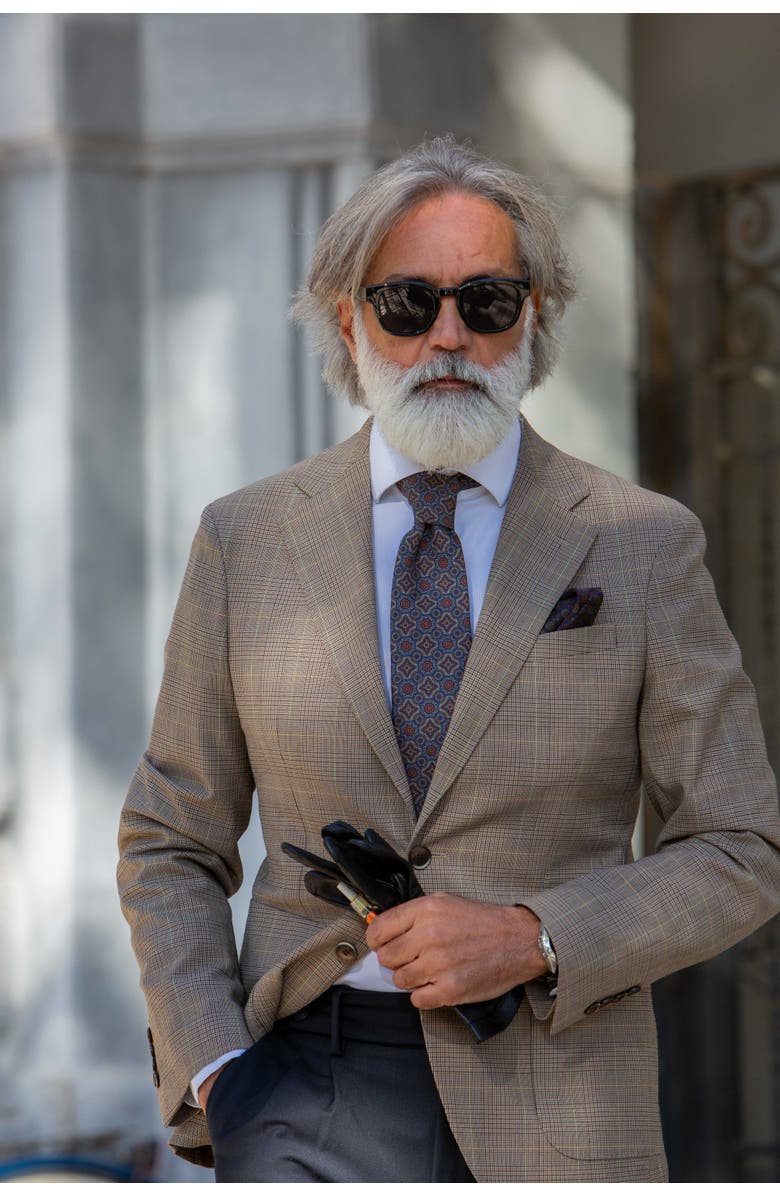 Elizabetta Lorenzo - Printed Madder Silk Tie for Men, Alternate, color, Blue