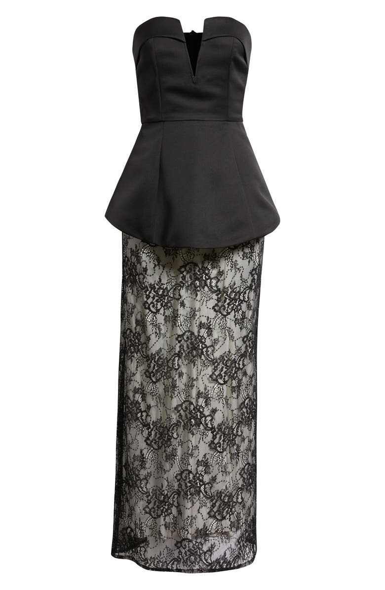 Delfi Collective Calista Strapless Mixed Media Cocktail Dress, Alternate, color, Black