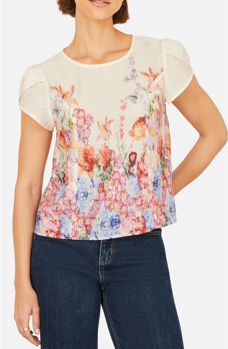 Yumi Floral Border Top, Alternate, color, Pink