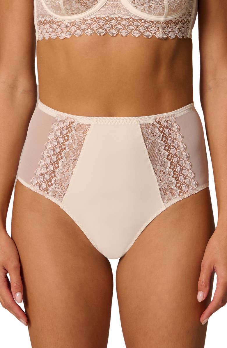 Simone Perele Radieuse High Waist Briefs, Main, color, Ivory