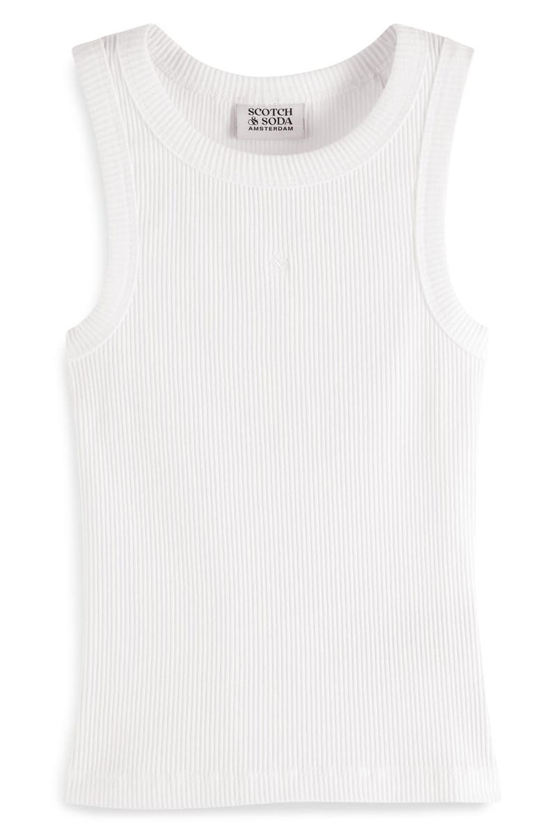 Scotch & Soda Kids' Cotton Rib Tank, Main, color, Bright White